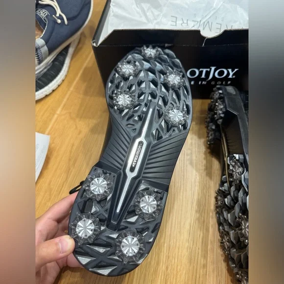 FootJoy Black Leather Men's Golf Shoes - Picture 12 of 16